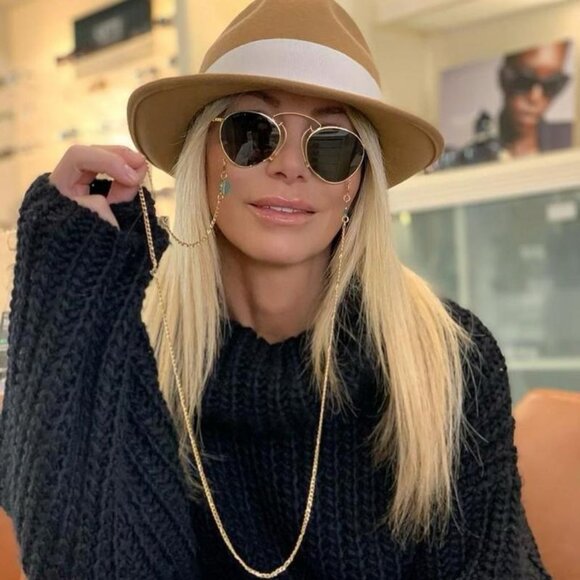 Gucci GG1034S 002 Geometric Sunglasses - Gold with Chain/Grey - Picture 2 of 10